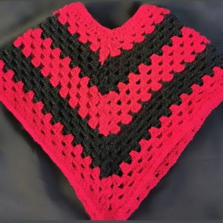 Girls Red and Black Poncho
