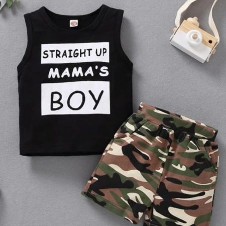 2 piece vest and Camouflage shorts
