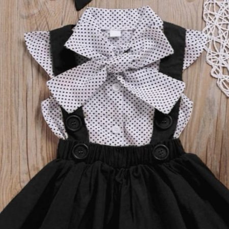 2 piece polka dot dress and headband set